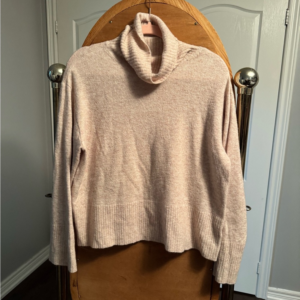 Women's Soft Pink Turtleneck Sweater